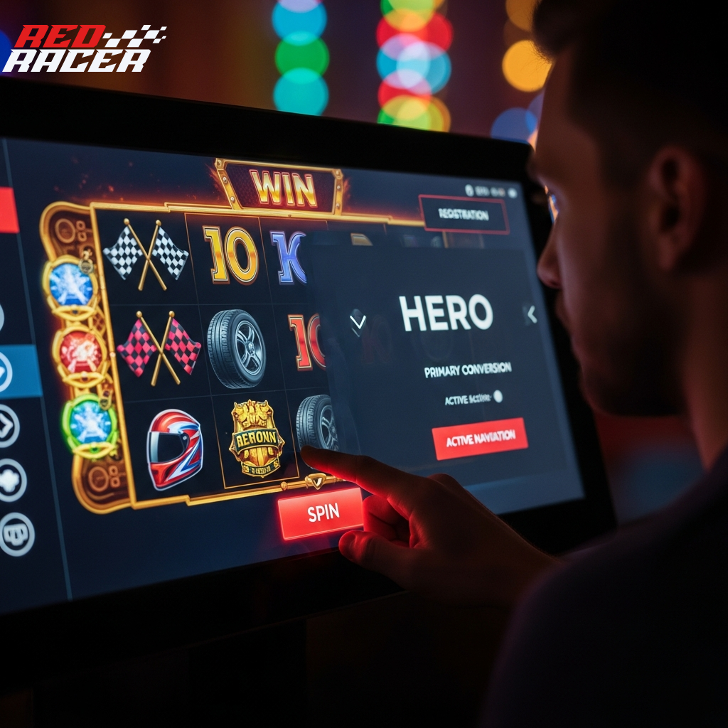 Image of a modern racing-themed slot machine